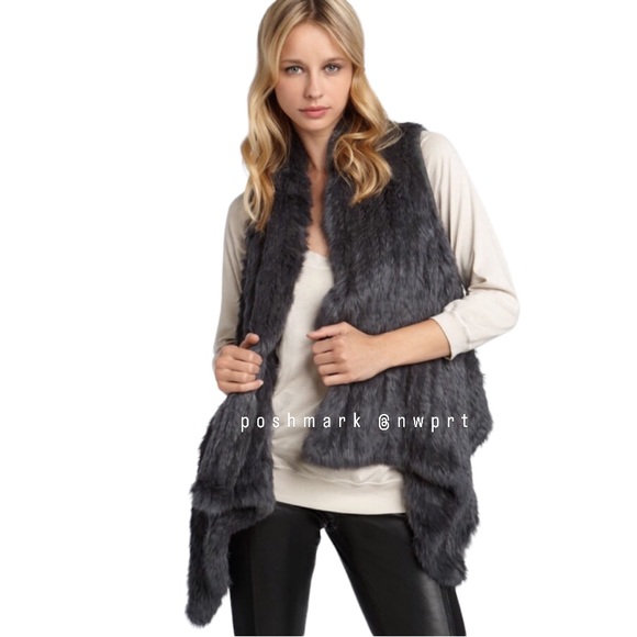 LaRok Jackets & Blazers - LAROK LUXE 🐇 Rock My World Rabbit Fur Vest Grey Joie XS